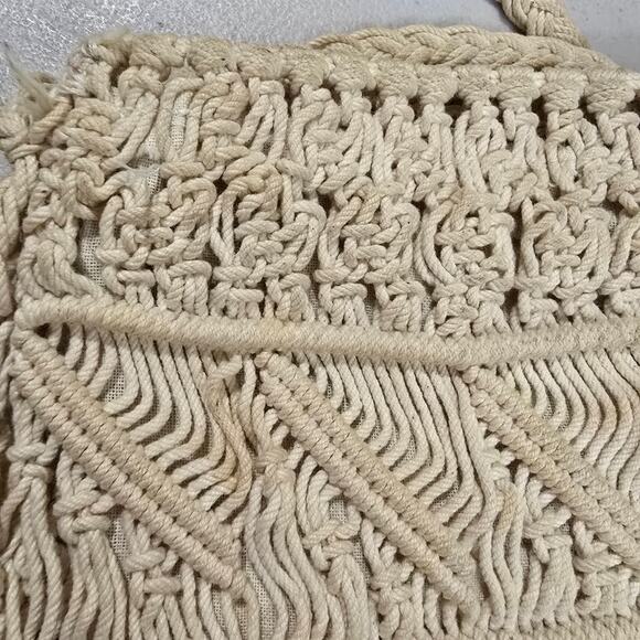 Vintage MACRAME purse cottage boho 70s handmade bag festival feminine beachy - Picture 12 of 13